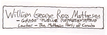 William George Ross Matheson - GRADE TWELVE REPRESENTATIVE | Leader - The Matheson Party of Canada
